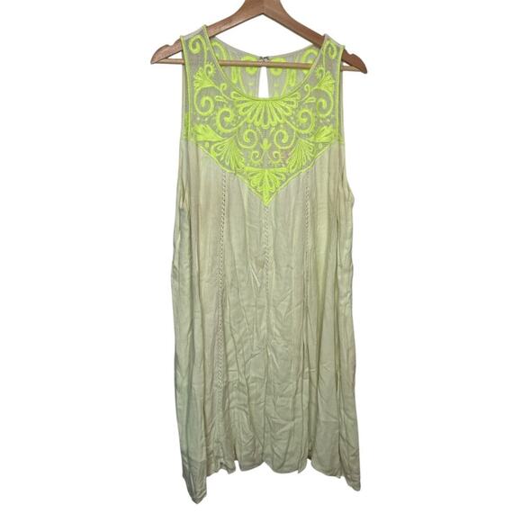 Lilly Pulitzer Embroidered Trapeze Swing Sleeveless Dress in Yellow Green Sz XL - Picture 1 of 7